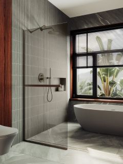 Душевая перегородка MaybahGlass MGD-727-2у 79см бронза